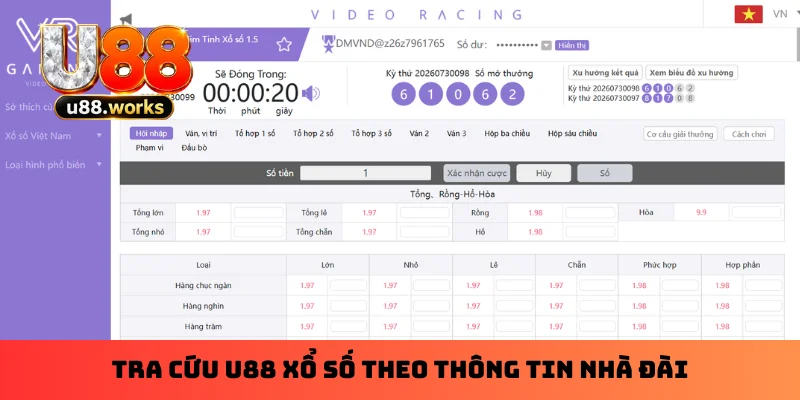 Tra cứu U88 xổ số theo thông tin nhà đài Tra cứu U88 xổ số theo thông tin nhà đài