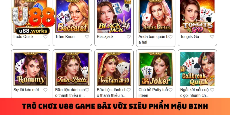 Trò chơi U88 game bài với siêu phẩm mậu binh Trò chơi U88 game bài với siêu phẩm mậu binh