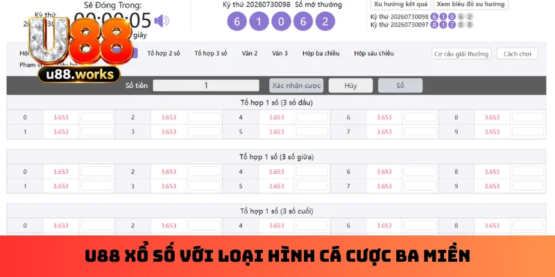 U88 xổ số với loại hình cá cược ba miền U88 xổ số với loại hình cá cược ba miền